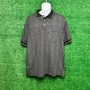 michael austin Black and White Polo Shirt with Stylish Pattern